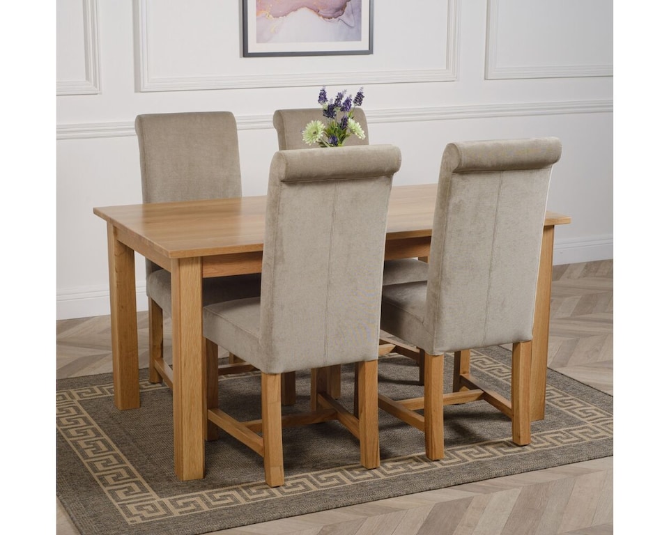 image 1 of Oslo 150 x 90 cm Medium Oak Dining Table and 4 Washington Fabric Chairs | Grey | Grey