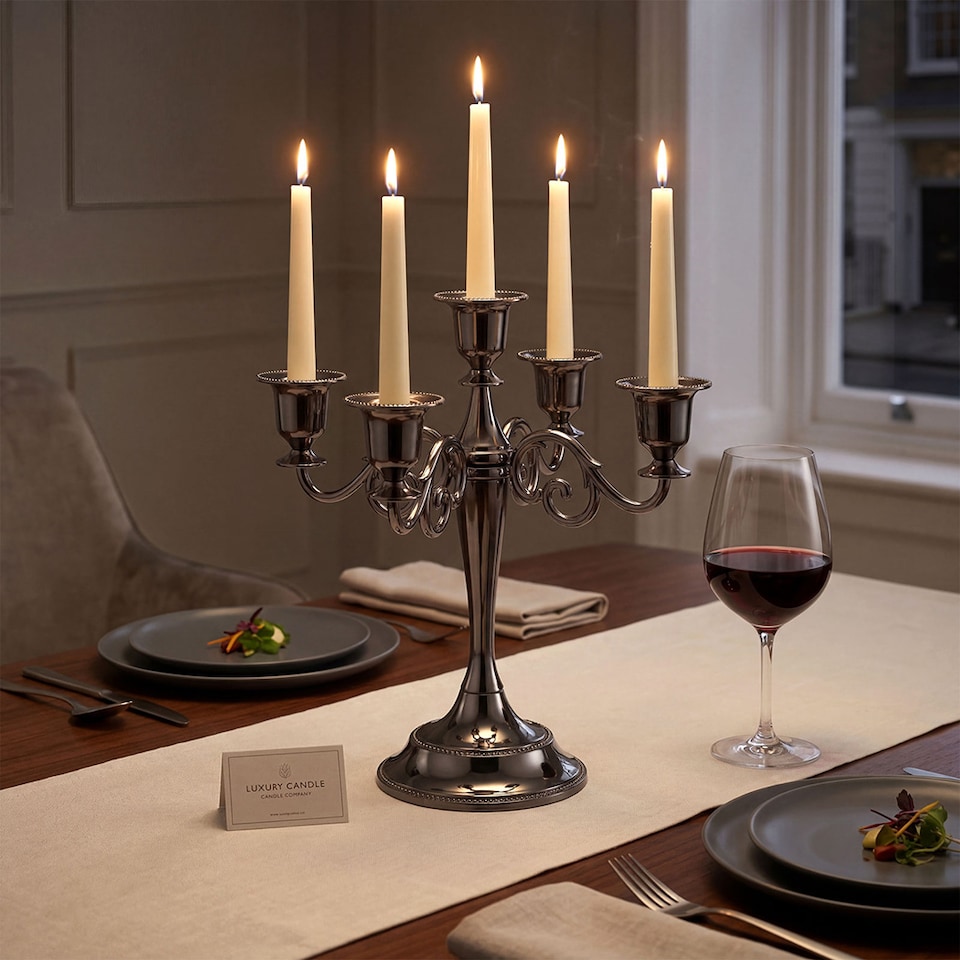 image 1 of Levede Candle Holder 5 Arm Metal Candelabra Black Candlestick Stand Centerpiece