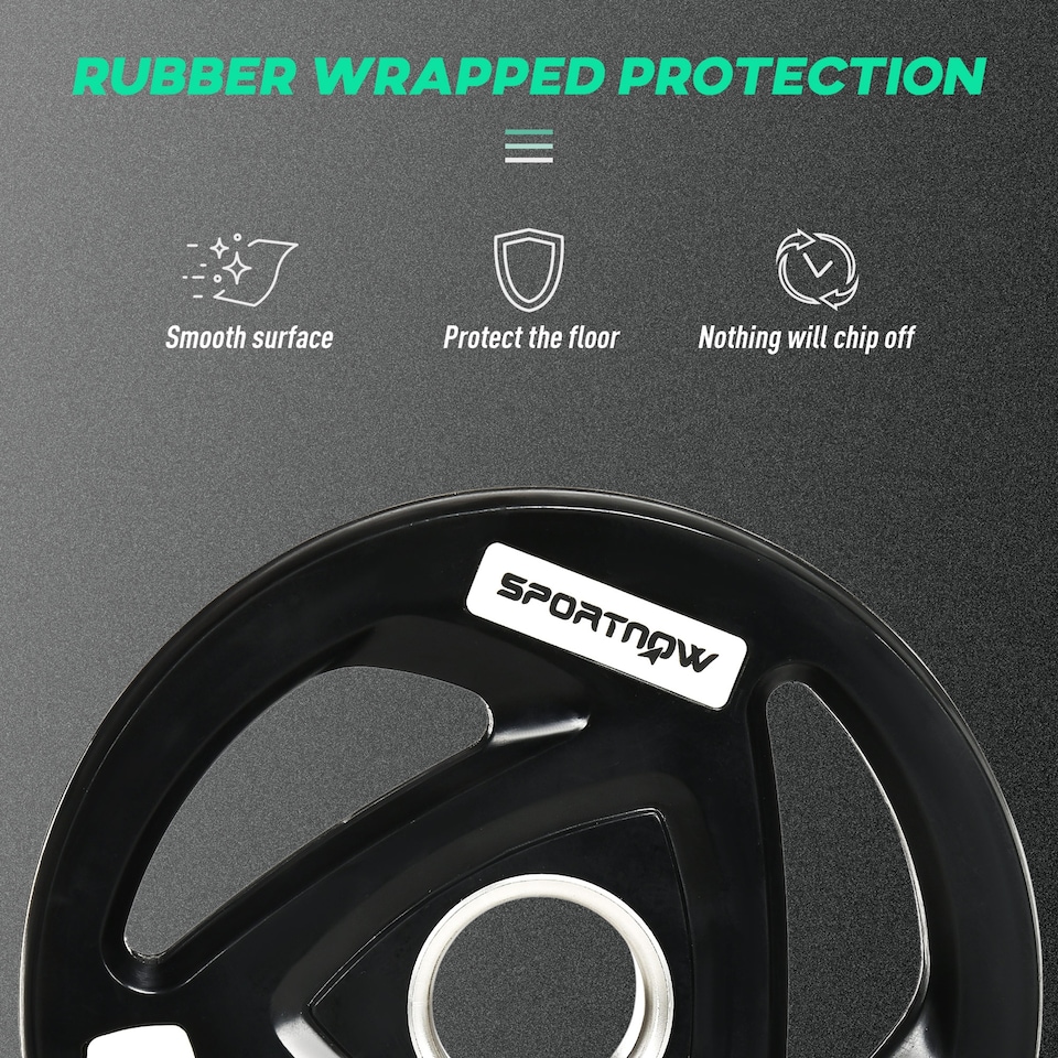 image 1 of SPORTNOW Two 5kg Olympic Weight Plates for Barbell, with Tri-Grips