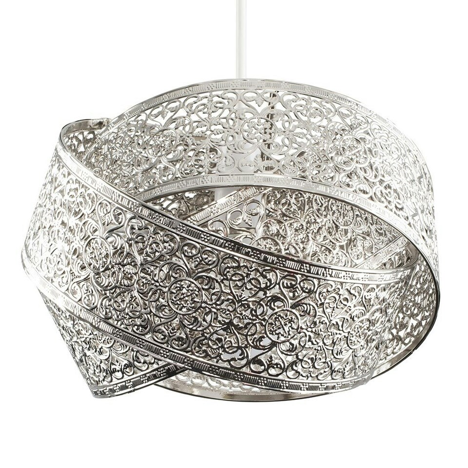 image 1 of ValueLights Hacienda Brushed Chrome Ceiling Pendant Shade