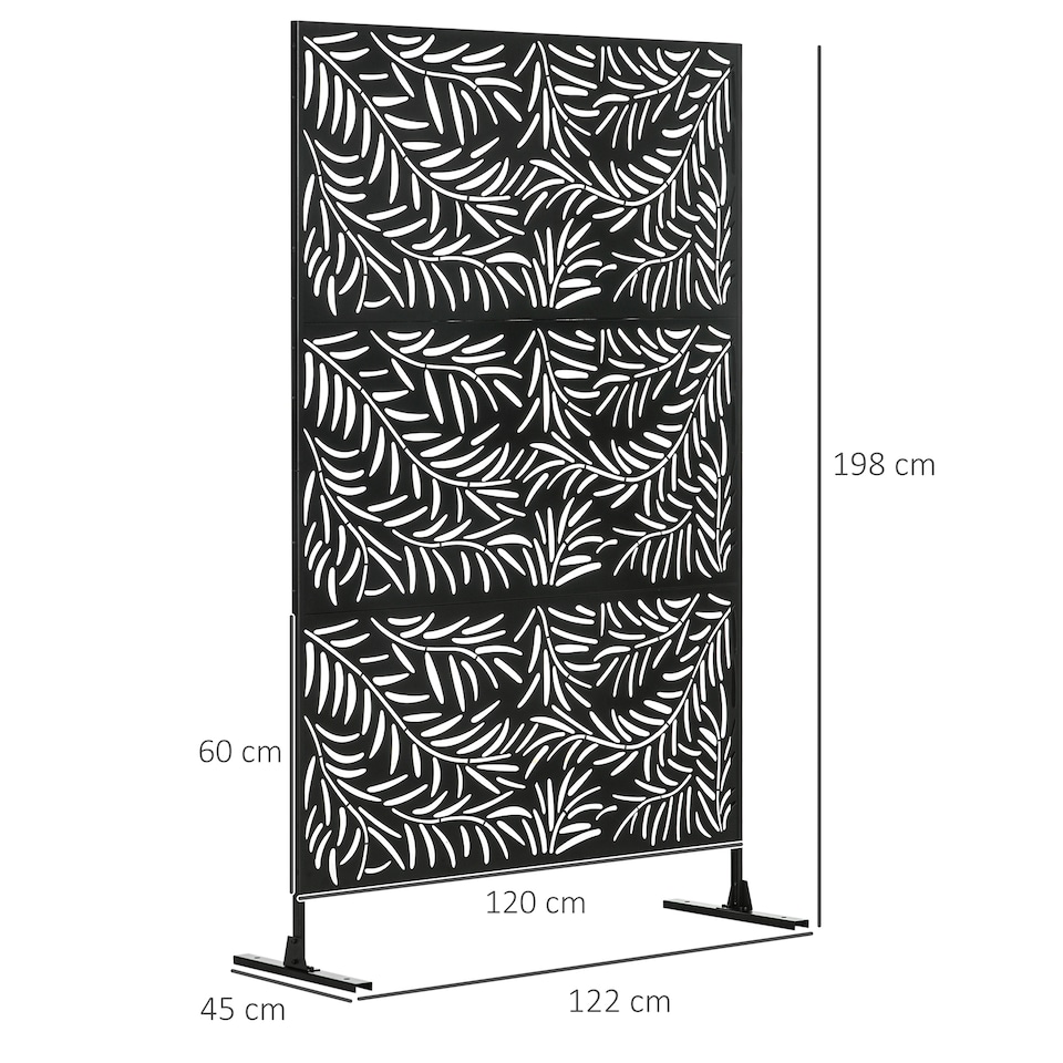 image 1 of Outsunny 6.5FT Metal Outdoor Privacy Screen Panel w Stand and Screws