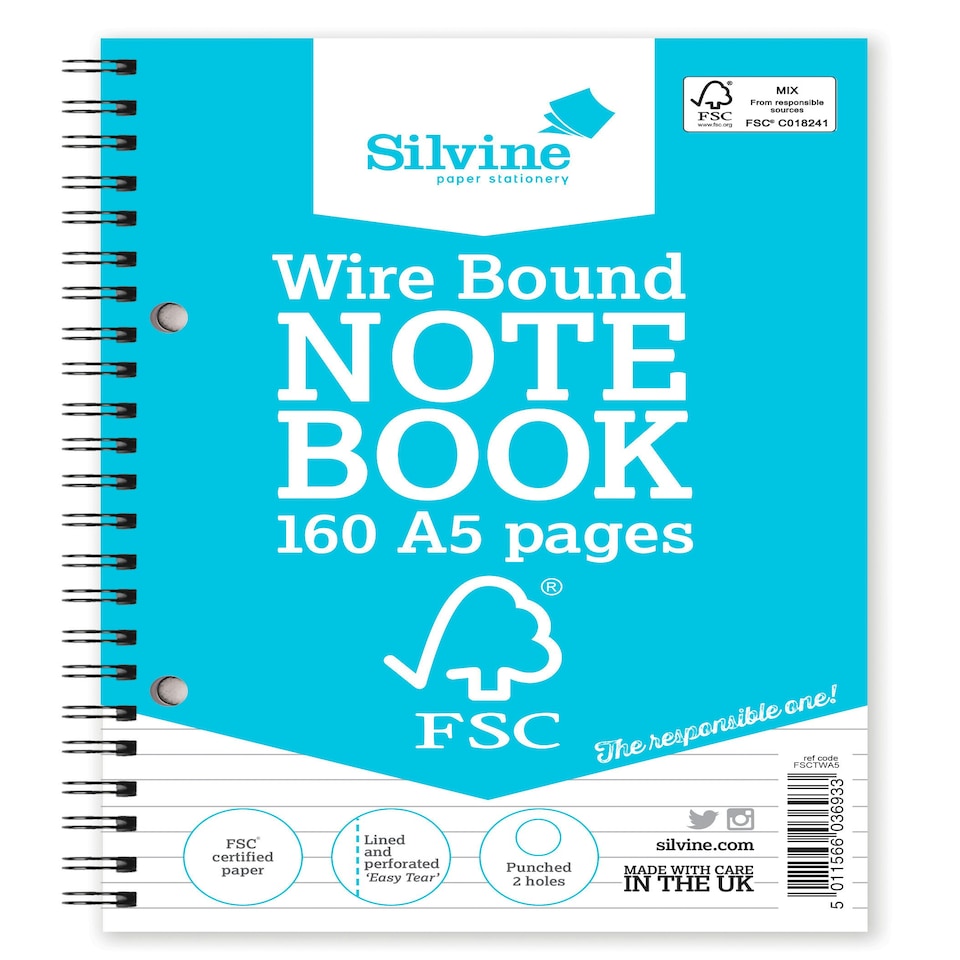 image 1 of A5 FSC Certified Wirebound Notebook 160 Pages