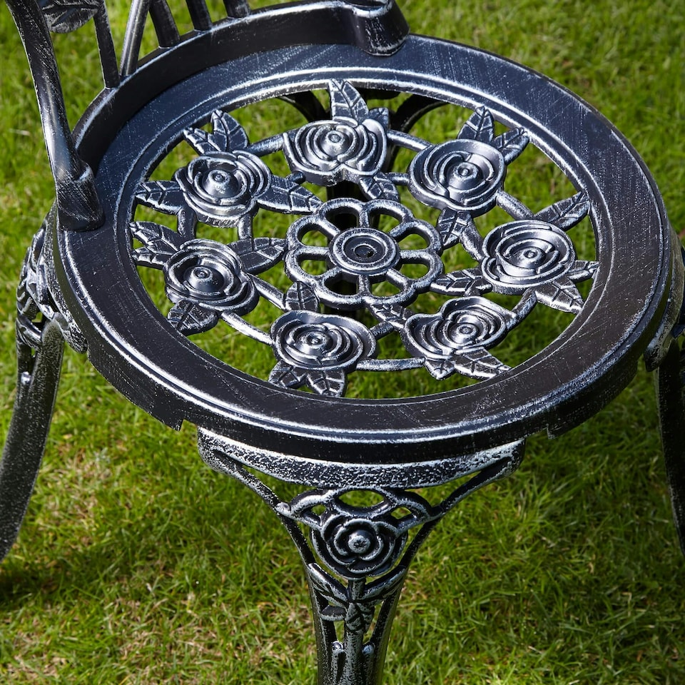 image 1 of Bistro Set Outdoor Patio Garden Furniture Table and 2 Chairs Metal