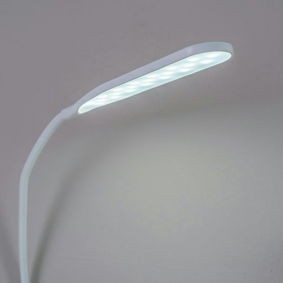 image 1 of ValueLights Daylight Dimmable Matte White Table Lamp and Integrated LED 9W Multicolour 6000K Bulb