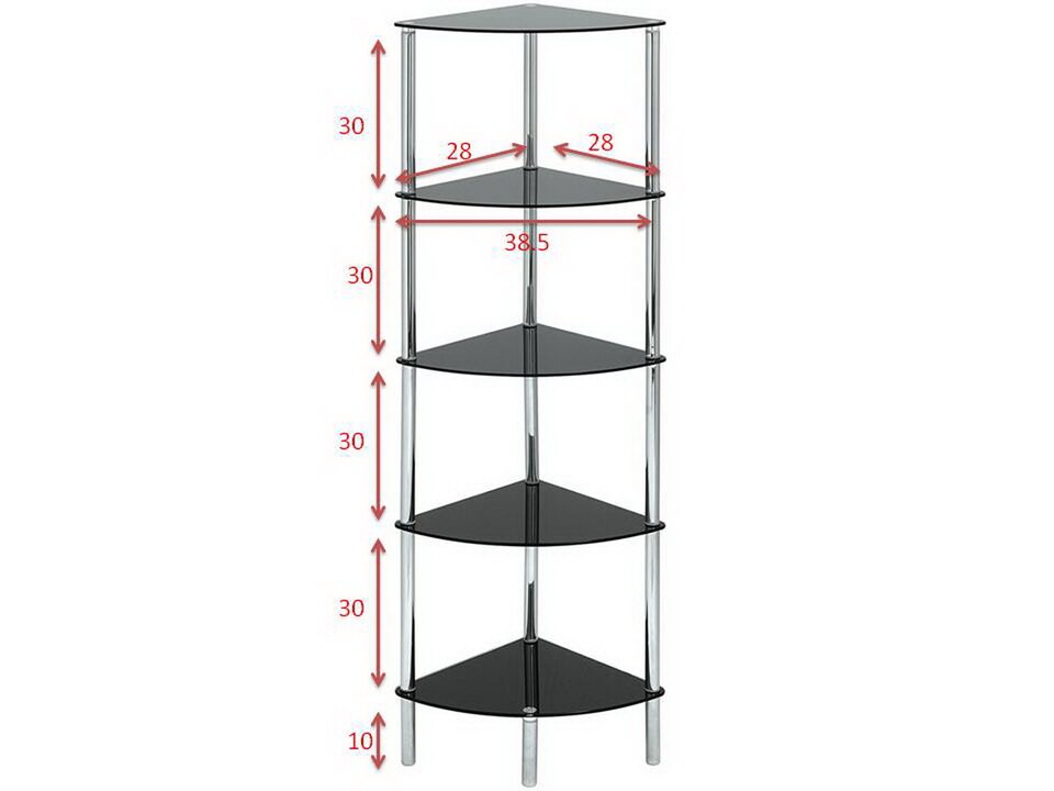 image 1 of 5-Tier Black glass corner rack-Polo 5Tier Display Glass Unit/Bathroom Rack