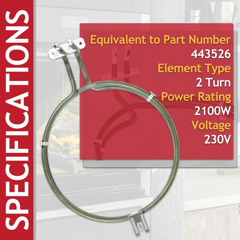 image 1 of SPARES2GO Heating Element for Bosch for Neff for Siemens Fan Oven Cooker (2 Turn, 2100W, 230V)