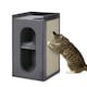image 6 of PawHut 2-Tier Cat House with Scratching Pad Plush, 81cmH, Grey