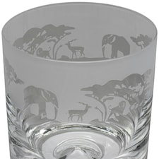 Animo Glass Whisky Tumbler Etched Glass Safari