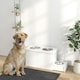 image 7 of PawHut Raised Dog Bowls with Slow Feeder Mat, Semi Auto Dispenser Function White