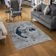 image 2 of Anchor Print on Wood (Rug) Blue | Large: 140x200cm
