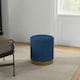 image 6 of HOMCOM Modern Round Footstool, Fabric Upholstered Foot Rest, Dark Blue