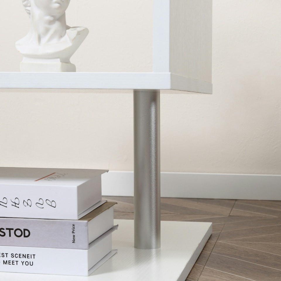 image 1 of HOMCOM Coffee End Table Side TV Sofa Stand Living Room Office Furniture White White