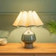 image 3 of ValueLights Jamie Green Ceramic Table Lamp with Green Scallop Tapered Shade