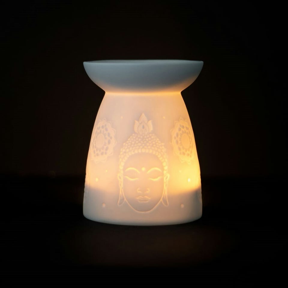 image 1 of Something Different Ceramic Buddha Head Oil Burner - White - 12.5cm x 9.5cm x 9.5cm