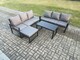 image 1 of Fimous Aluminium 4 Pieces Outdoor Garden Furniture Lounge Sofa Set with Oblong Coffee Table Big Footstool Dark Grey