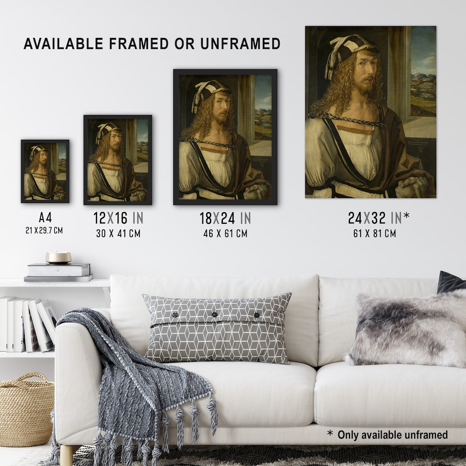 image 1 of Self Portrait Young Artist Albrecht Durer Wall Art Poster Print 12X16"