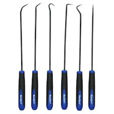 6pc 240mm Long Reach Hook And Pick Set For O Rings Hoses Clips Seals Clamps