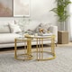 image 2 of HOMCOM 2 Pieces Round Nesting Coffee Tables with Tempered Glass Top, Gold Tone | Gold | 60x60x47