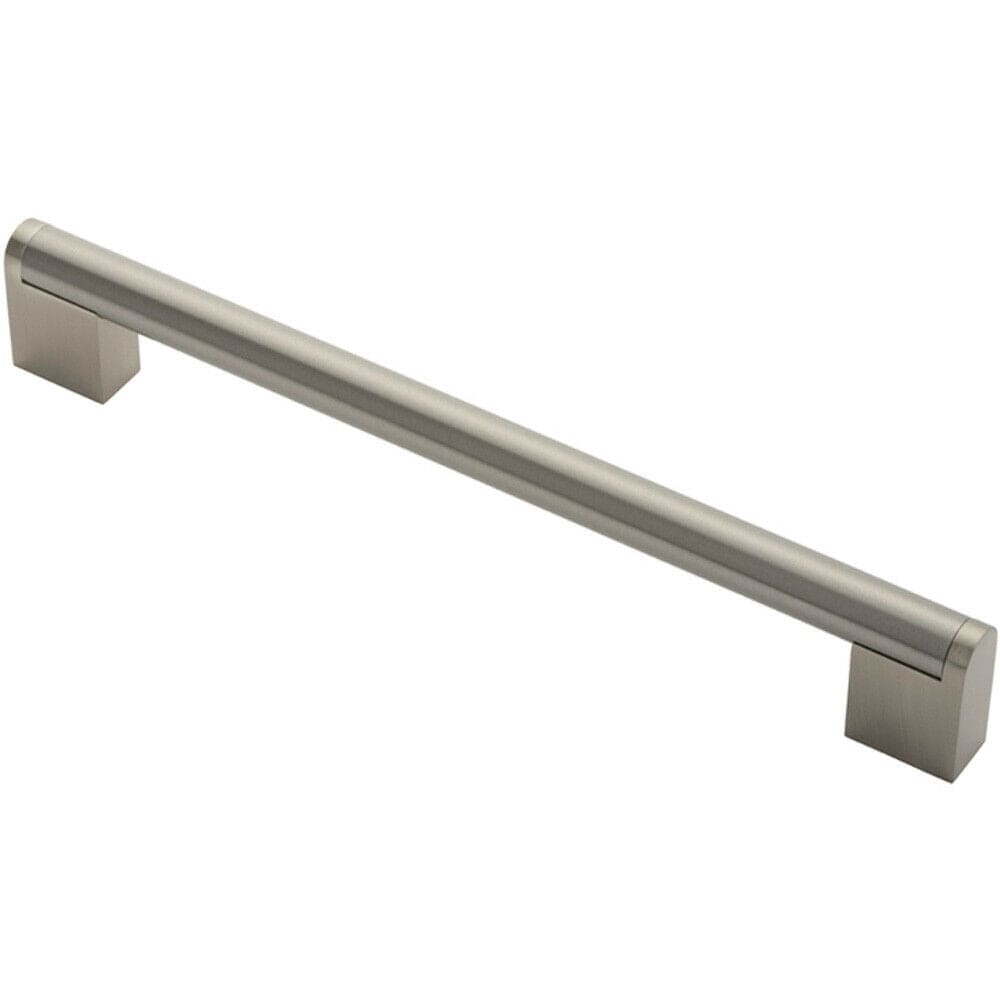 Loops Round Bar Pull Handle 232 x 14mm 192mm Fixing Centers Satin Nickel & Steel in Metallics