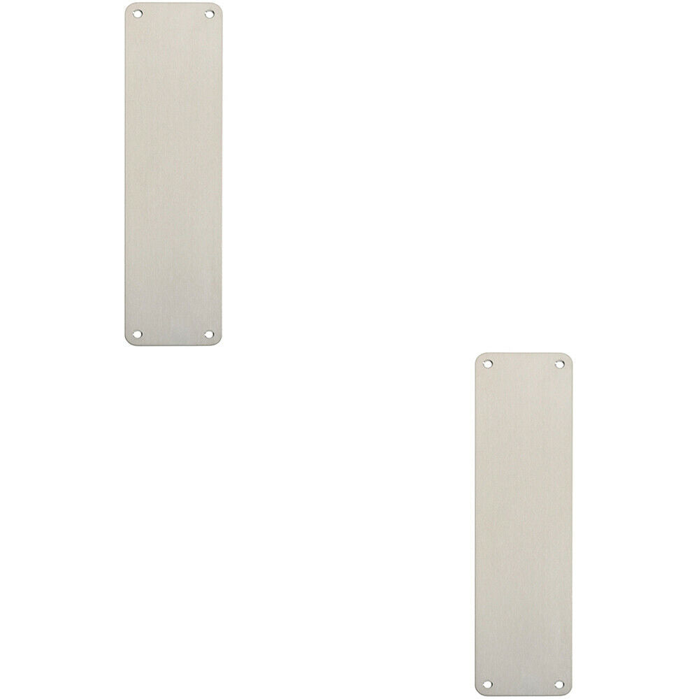 Loops 2x Plain Door Finger Plate 300 x 75mm Satin Stainless Steel Push Plate in Metallics