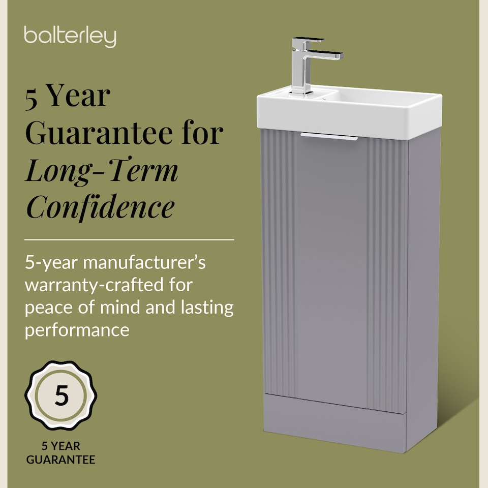 image 1 of Balterley Retro Floor Standing 1 Door Cloakroom Vanity Basin Unit | Grey | Satin Grey | 1