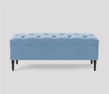 150cm Swiss Chesterfield Ottoman Storage Bench- Plush Velvet Shoe Bench - Duck Egg Upholstery Footstool with Storage