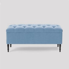 150cm Swiss Chesterfield Ottoman Storage Bench- Plush Velvet Shoe Bench - Duck Egg Upholstery Footstool with Storage