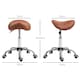 image 3 of HOMCOM Cosmetic Stool 360 Rotate Height Adjustable Salon Massage Spa Chair Hydraulic Rolling Faux Leather Saddle Stool Mobility, Brown