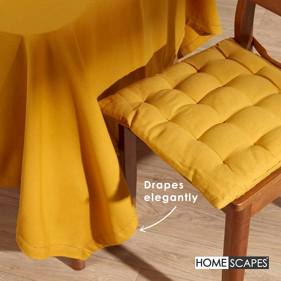image 1 of Homescapes Mustard Yellow Tablecloth - 137 x 228 cm Yellow