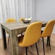 image 5 of Dining Table and 4 Chairs Rustic Effect Table with 4 Mustard Gem Patterned Chairs Brown
