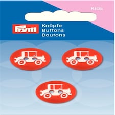 Prym Red 18mm Car Round Buttons for Dressmaking - per pack of 3