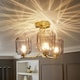 image 1 of ValueLights Amelie 3 Way Ribbed Glass Gold Ceiling Pendant Light with LED Bulbs
