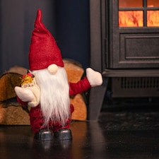 28cm Battery Operated Musical Walking Christmas Gonk Decoration in Red