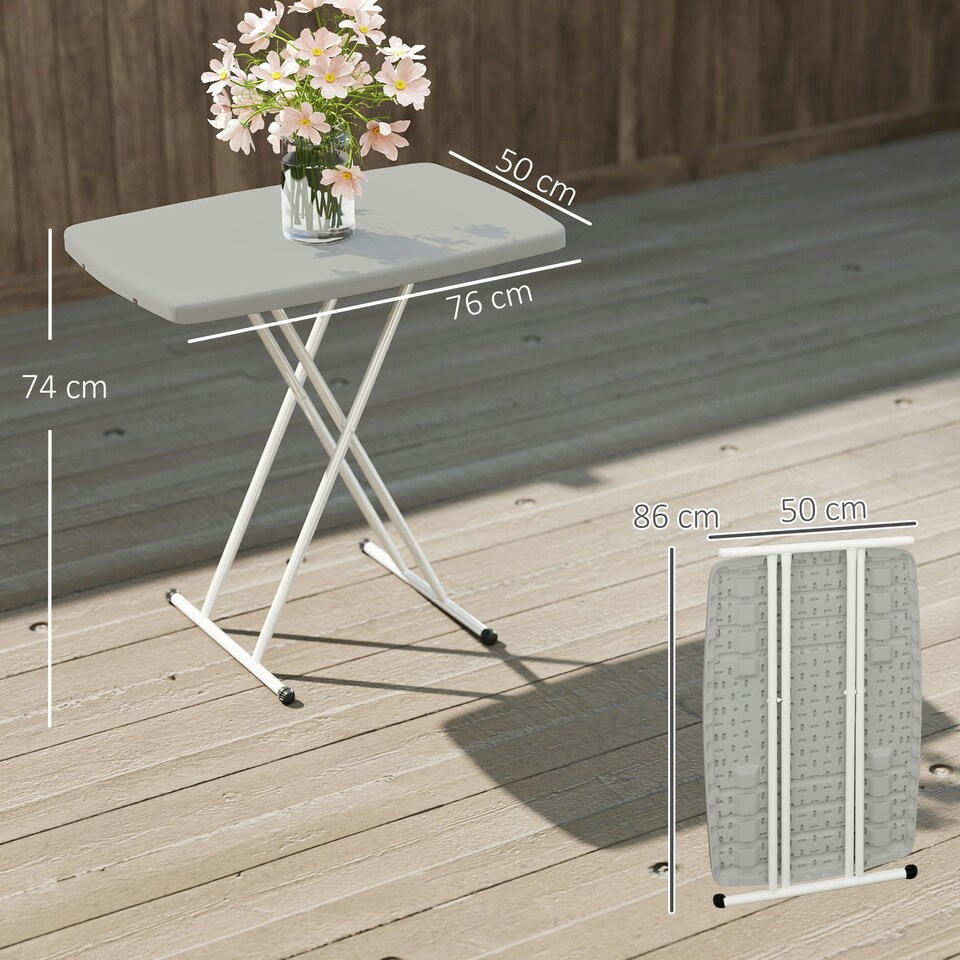 image 1 of Outsunny Folding Coffee Table, Height Adjustable Picnic Table, Charcoal Grey