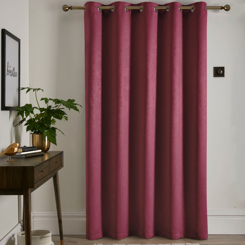 image 1 of Fusion Strata Eyelet Single Panel Door Curtain Wine