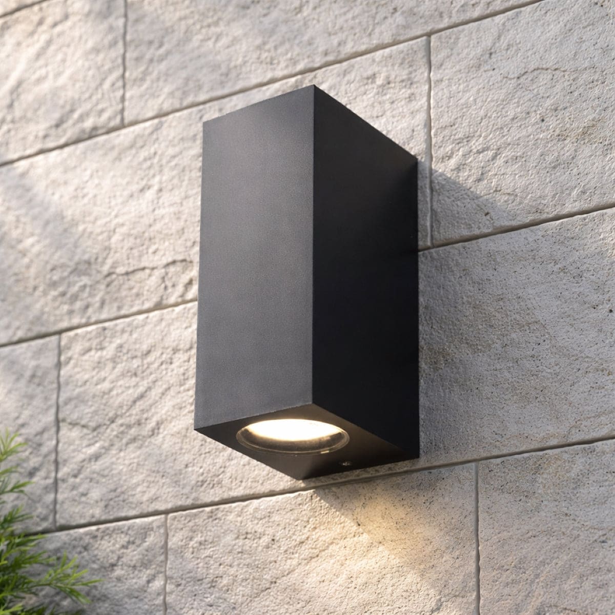 CGC Eileen Black Up and Down Outdoor Rectangle Wall Light (Double GU10) Black Black