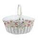 image 10 of White Wash Finish Oval Wicker Basket with Lining Blue | Blue | One Size