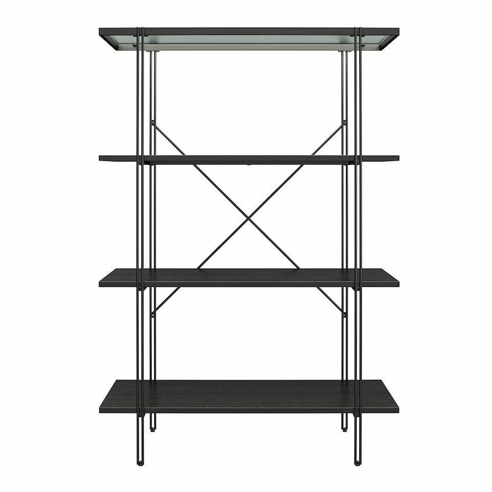 image 1 of Wainwright Bookcase with 4 Shelves Black Oak Black | BLACK OAK