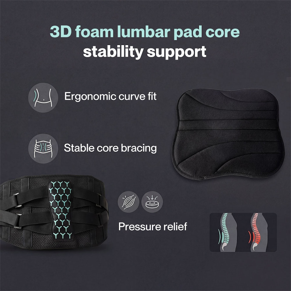 image 1 of Centra Back Support Belt Lower Back Pain Relief Breathable 3D Lumbar 7 Stays | Black | M
