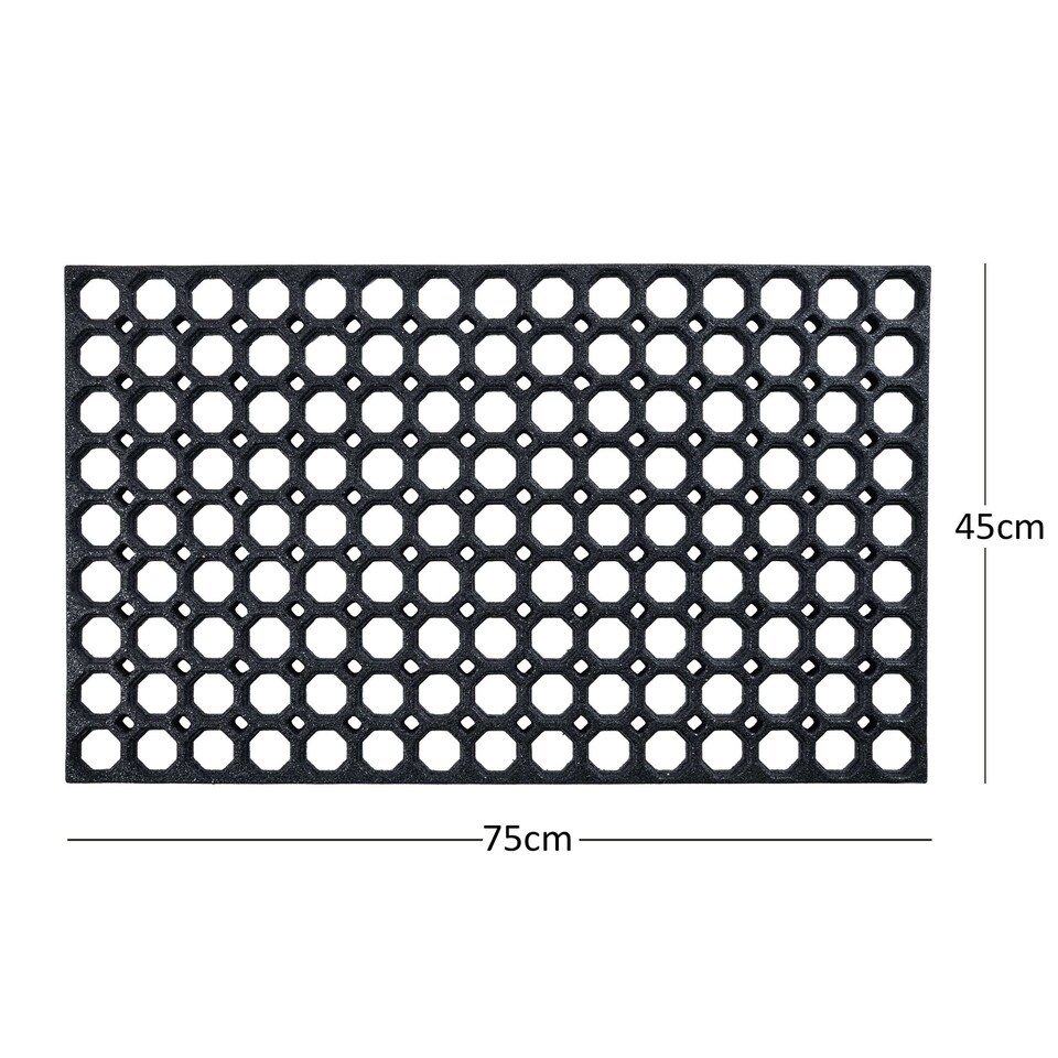 image 1 of Nicoman Rubber Ring Scraper Doormat 75x45cm | Black | 75x45cm