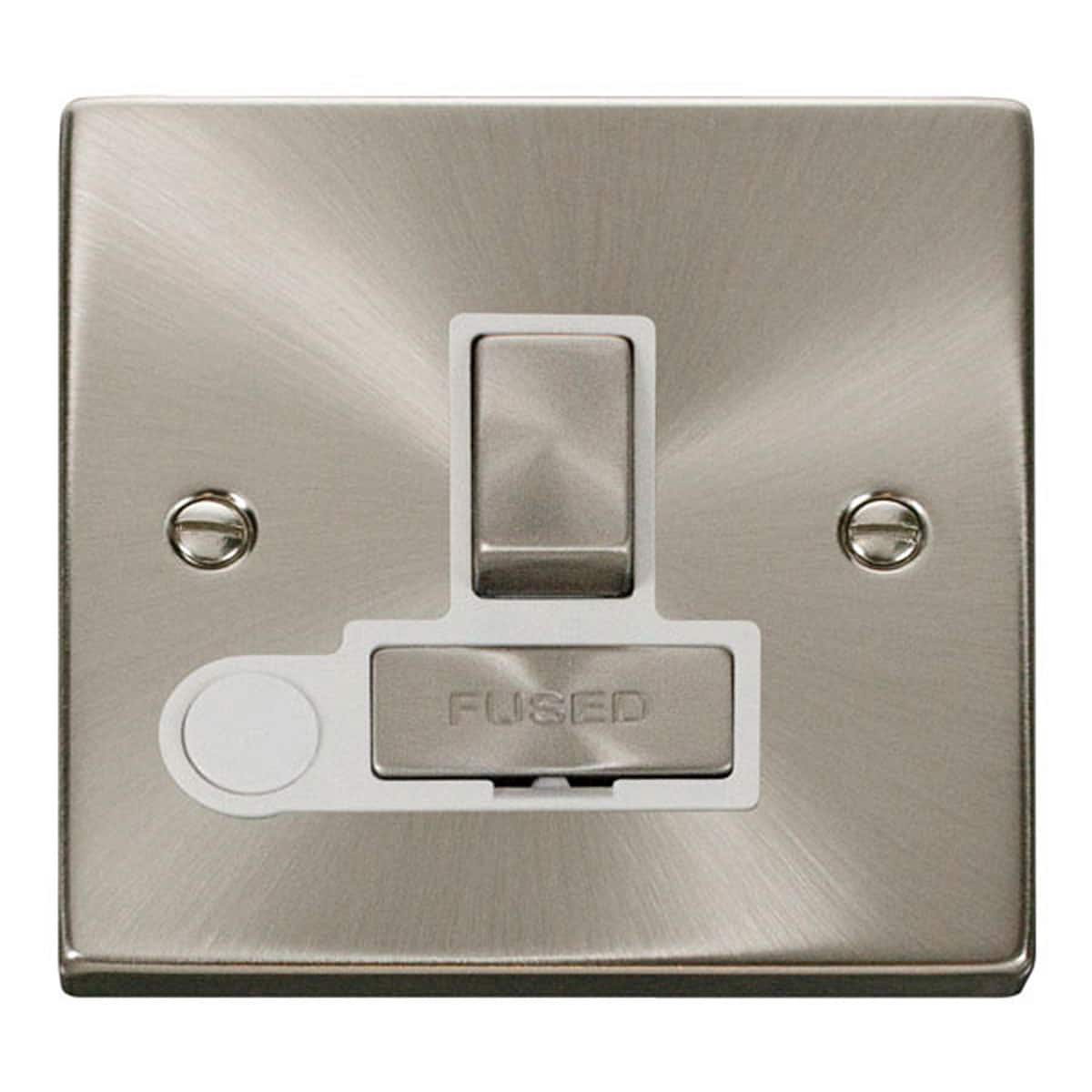 SE Home Satin / Brushed Chrome 13A Fused Ingot Connection Unit Switched With Flex in Metallic Silver