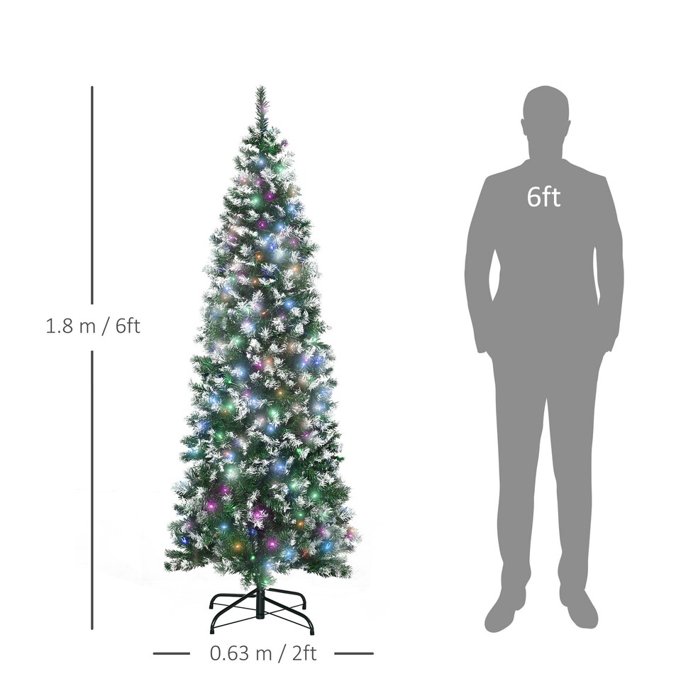 image 1 of HOMCOM 6FTPrelit Artificial Xmas Tree Holiday Décor w/ 300 Colourful LED Light