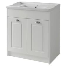 Traditional Bathroom Floor Standing 2 Door Vanity Unit and Ceramic Basin 800mm - White - (Aberdeen) Brassware Not Included | White | White | 1