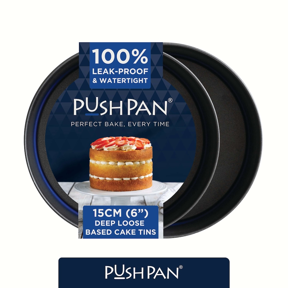 image 1 of PushPan Set of 2 x 6 Inch Deep Cake Tins Grey/Pewter