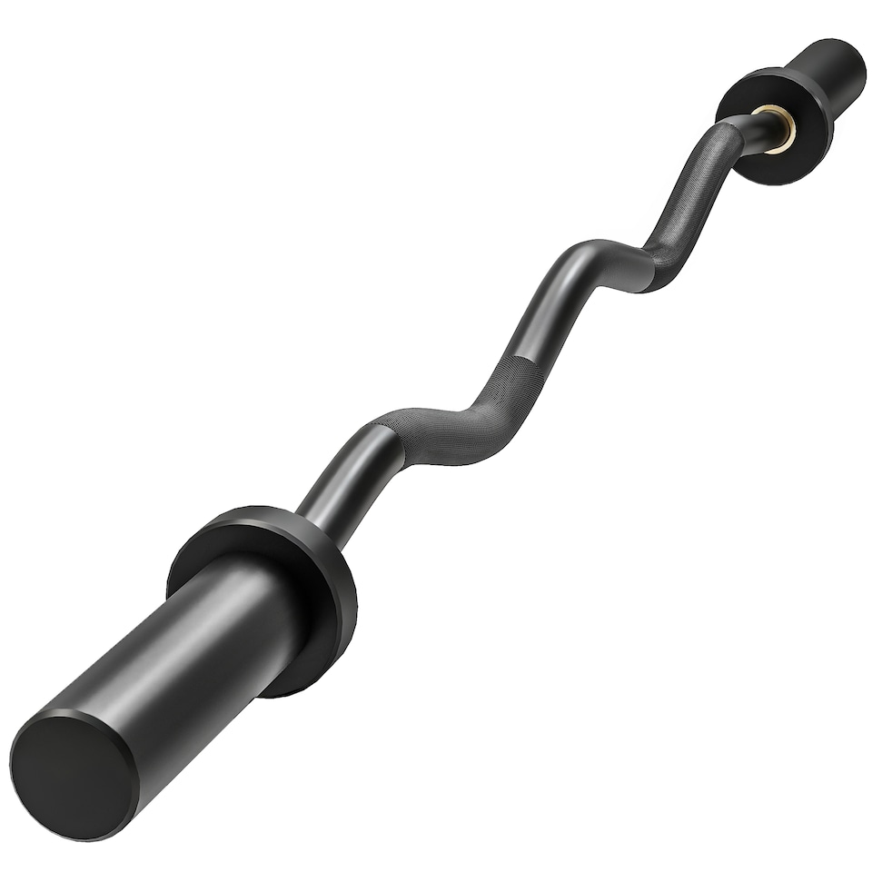 image 1 of SPORTNOW 4ft Olympic EZ Curl Bar, Barbell Bar for 2 Weight Plates with NonSlip Hand Grip, for Weight Lifting, Hip Thrusts, Squat, Biceps, Home Gym, Black