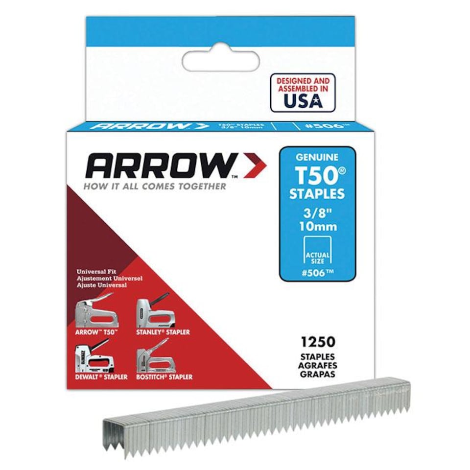 Arrow T50 Staples 10mm 3/8'' 1250pk | Multi | One Colour | One Size | 1