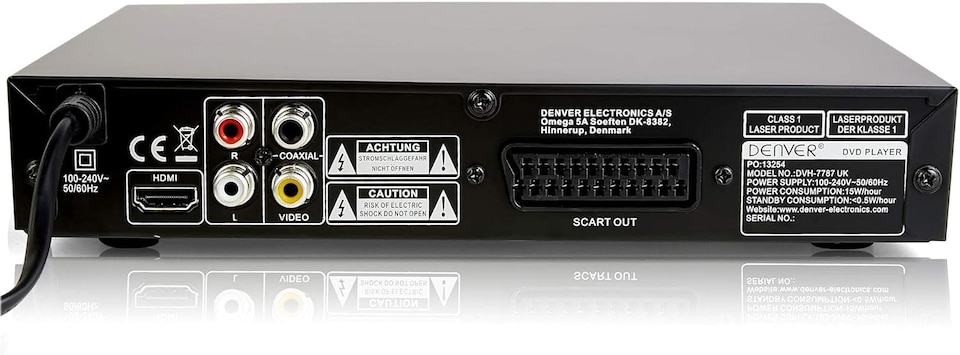 image 1 of Denver DVH-7787 - Compact DVD Player, Multi Region/All Region, Full HD 1080p Upscaling, HDMI, Scart & Composite Video Connections, USB Port & Remote