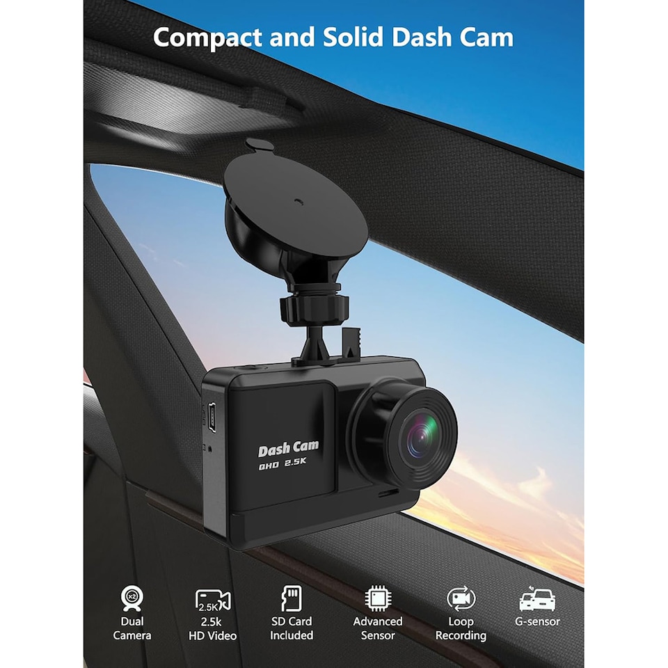 image 1 of Orskey Q5 Dash Camera with Rear Camera Black