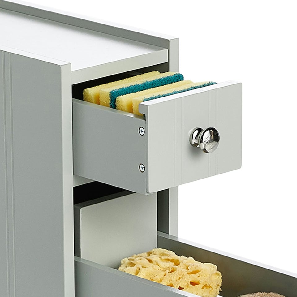 image 1 of VonHaus Shrewsbury Grey Slim Bathroom Storage Unit with Drawers