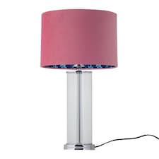 Aura - Chrome Table Lamp with Pink Velvet Flamingo Shade | Chrome | Pink | Large | 1